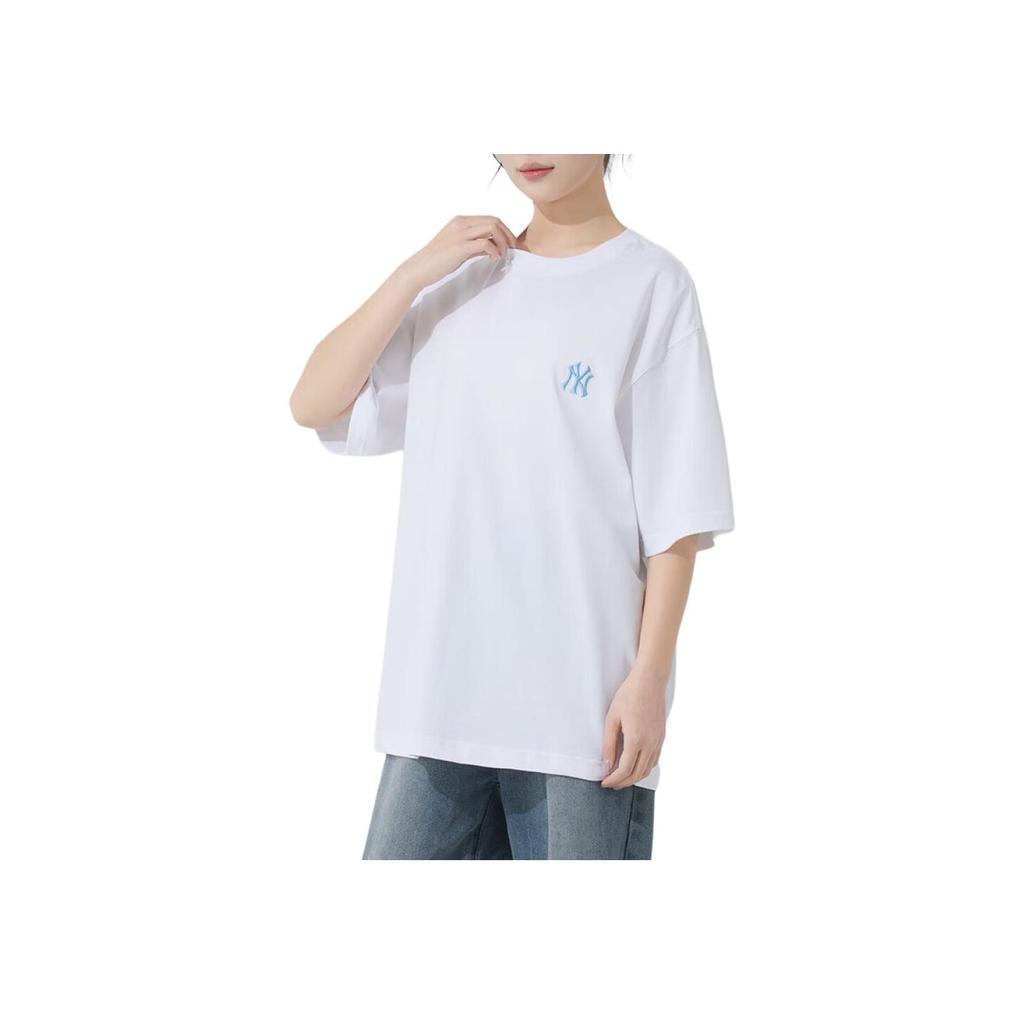 MLB New York Yankees Comfortable Versatile Simple Round Neck Short Sleeve T-Shirt Unisex Tops White 3ATSB5253-50WHS