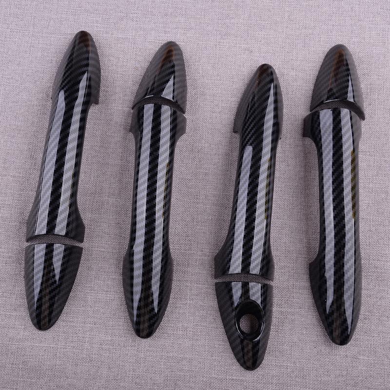 Carbon Fiber Style Exterior Door Handle Covers Trim Set Fit For Hyundai Accent 2012-2016 LHD