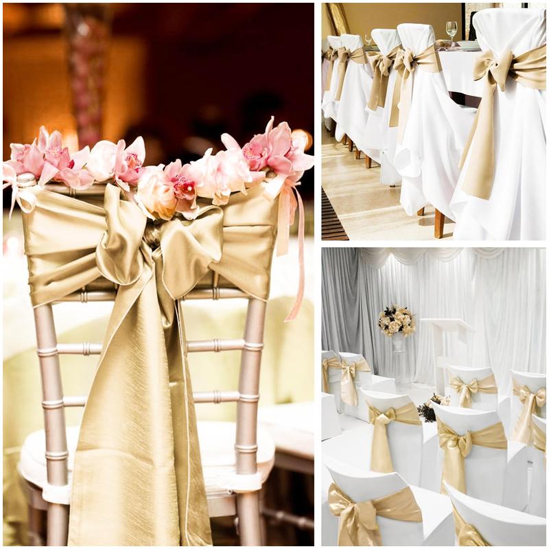 Satin Chair Sashes Wedding Chair Bow Knot Ribbon Tie For Wedding banquet ThanksgivingParty HotelBirthdayBanquet Chair Decoration