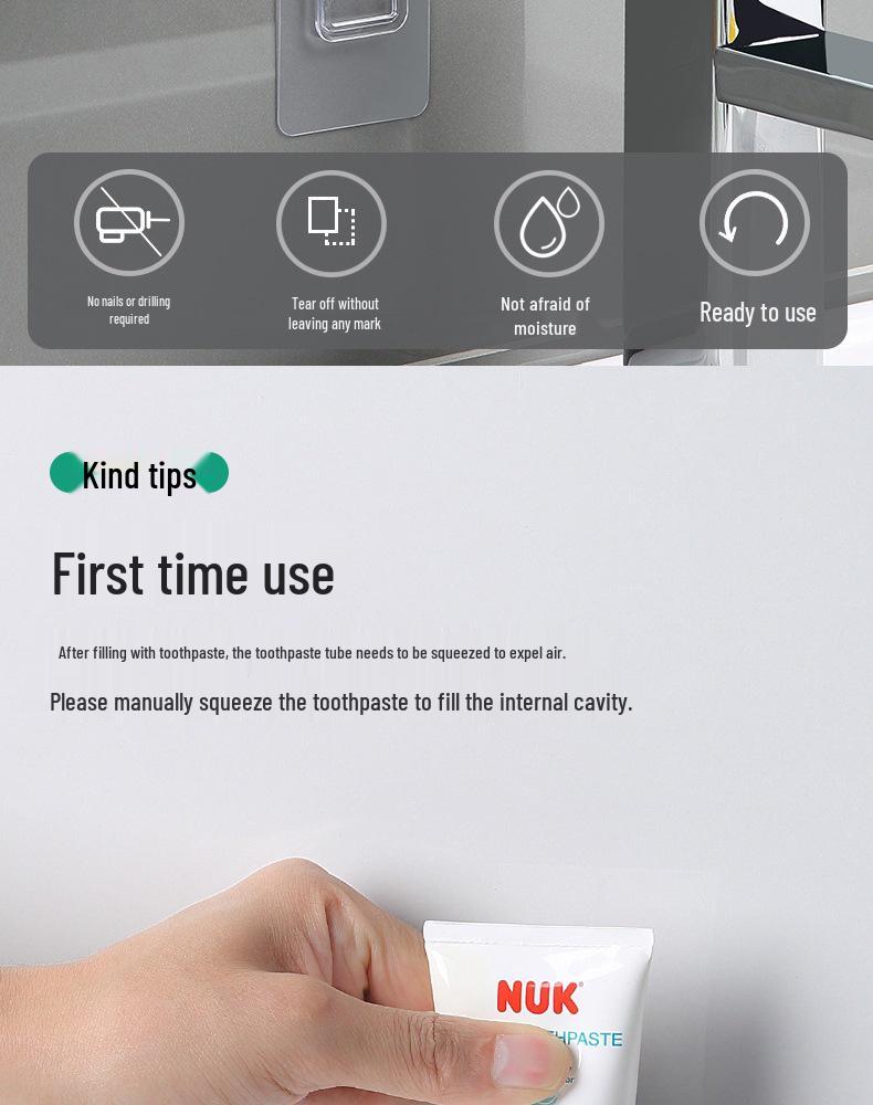 Yikoko Wall-Mounted Automatic Toothpaste Dispenser & Toothbrush Holder