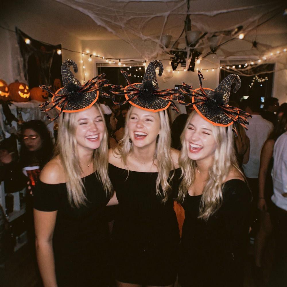 Spider Halloween Witch Hat Headband Sequin Cone Hat Hair Hoop Halloween Party Hair Band  Kids