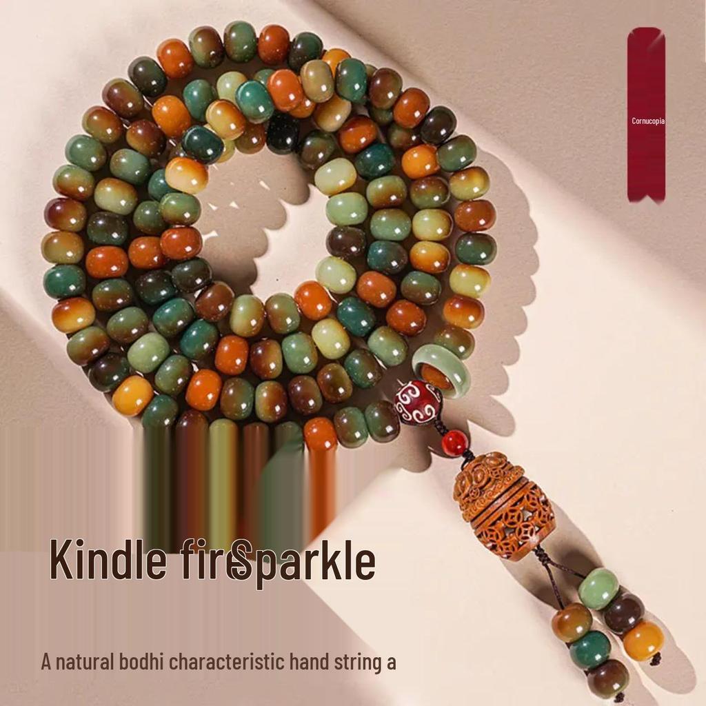 Dunhuang Wen Tian Duobao 108 Bead Bodhi Mala: Green Sandalwood Sachet for Men and Women