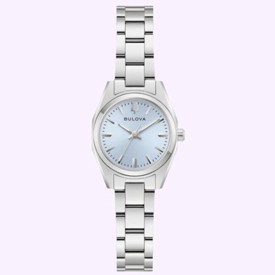 BULOVA Surveryor Quartz Light Blue Dial 22.7mm Sapphire SS Lady’s Watch 96L345