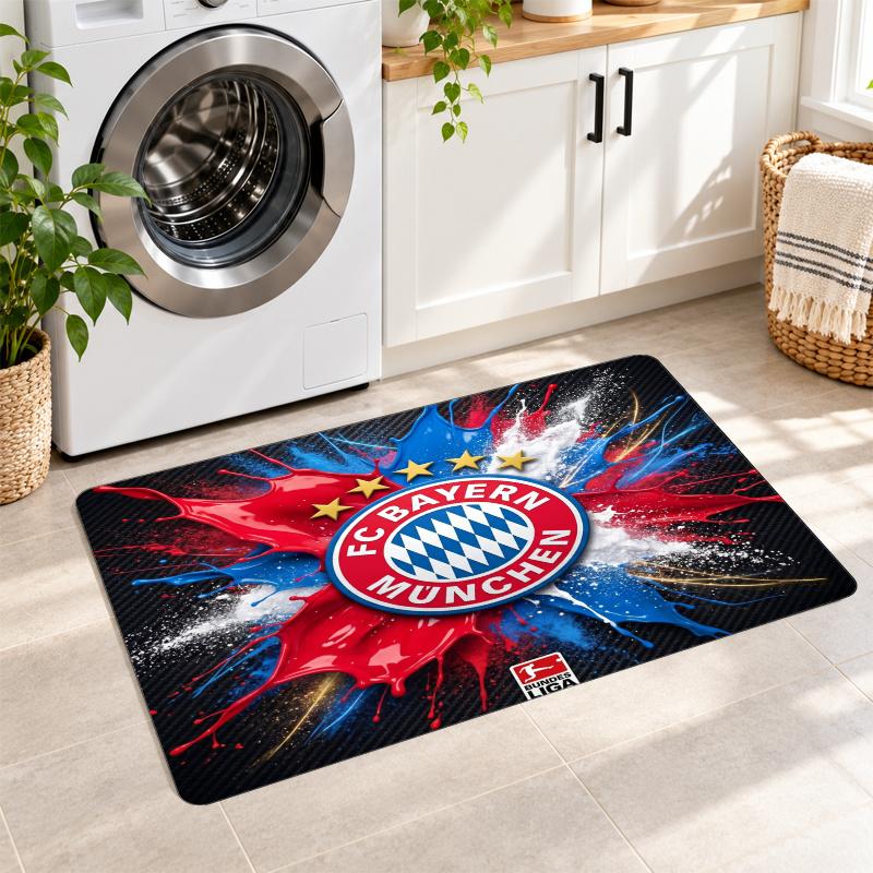Flannel Kitchen Mat Bayern Munich Soft Area Rug Non Slip Floor Carpet Home Decoration