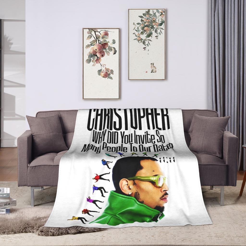 Middle Finger Vintage Chris Brown Blankets Fleece Autumn  Multi-function Super Soft Throw Blanket for Bedding Outdoor Bedspread