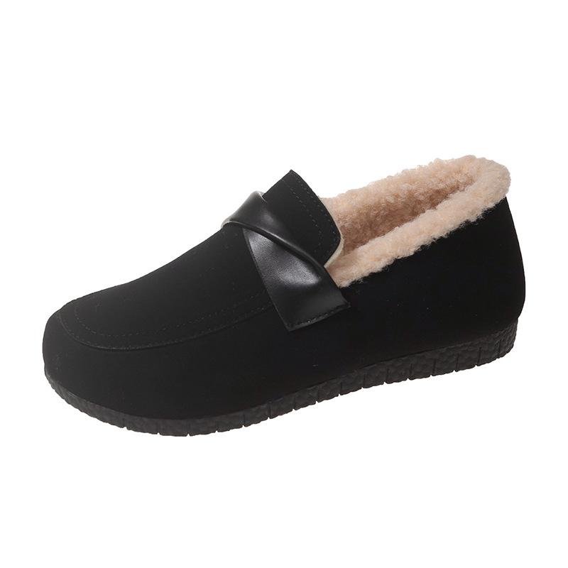 Fashion Padded Warm Cotton Shoes Women's Autumn Winter New Retro Round Toe Flats Slip on Soft Bottom Suede Comfortable Females Shoes