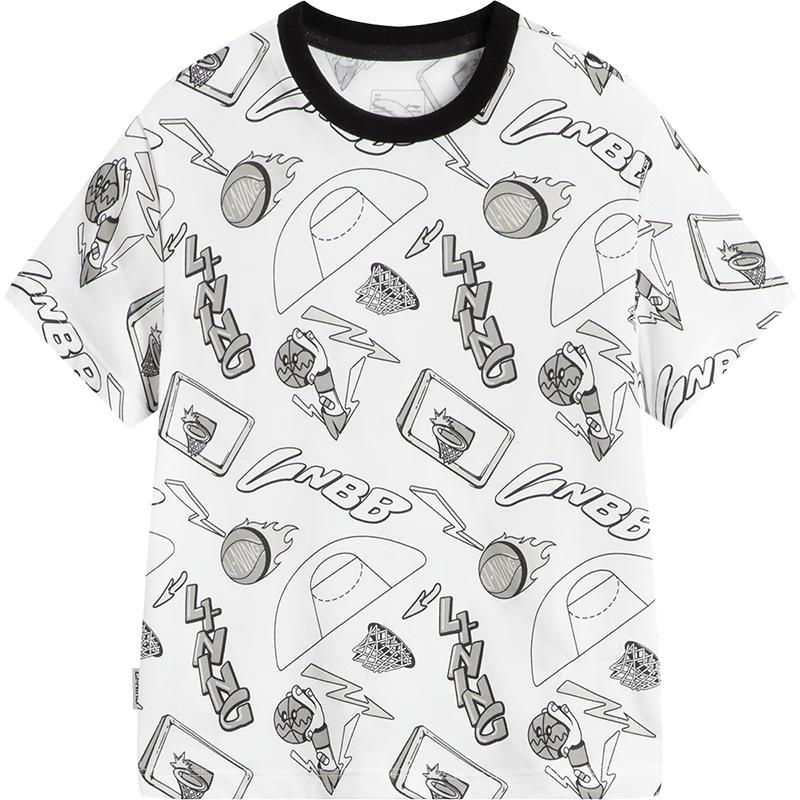 Li-Ning Kids  Basketball Doodle Print T-Shirt 110