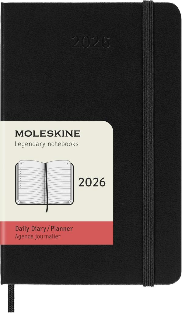 Moleskine 2026 January Daily Pocket Size x DHB12DC2Y26 Planner, Start, 12-Month Diary, (9cm 14cm), Hardcover, Black,