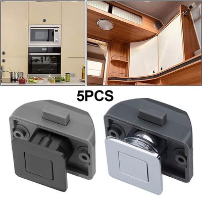 5PCS Push Button Catch Lock Cupboard Door Motorhome Zinc Alloy Cabinet Camper Caravan Latch Knob For Caravan Limousine Household
