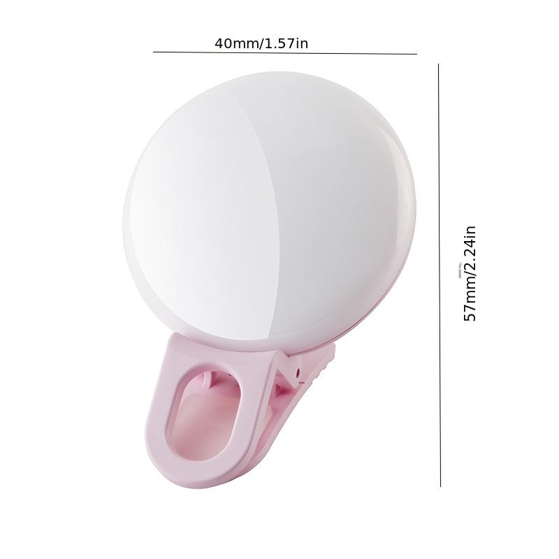 3-Color LED Phone Light Cold/Warm/Combined Modes 1.57in Clip-On for Selfie Video USB Rechargeable Compact Portable 5