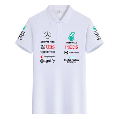 F1 Racing Suit Hamilton George Russell Team Uniform Pure Cotton Polo Shirt