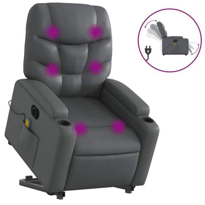VidaXL Electric Massage Recliner, Relaxation Chair with Adjustable Backrest and Footrest, Seat of 3204682
