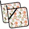 Vintage Floral Pot Holders Set of 2,Kitchen Heat Resistant Potholder for BBQ Cooking Baking,Food Hot Pad for Women Men