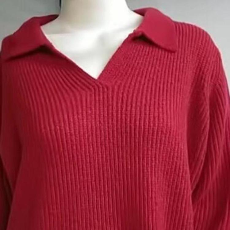 Women Slim Turn Down Collar Long Sleeve Solid Color Knitted Sweater Jumper Autumn Winter Female Clothing