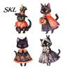 Whimsical Witch Cat Room Decor Halloween Wooden Hanging Ornament, Decorative Pendant, Watercolor Wood Cute Holiday Party Favors for Tree And