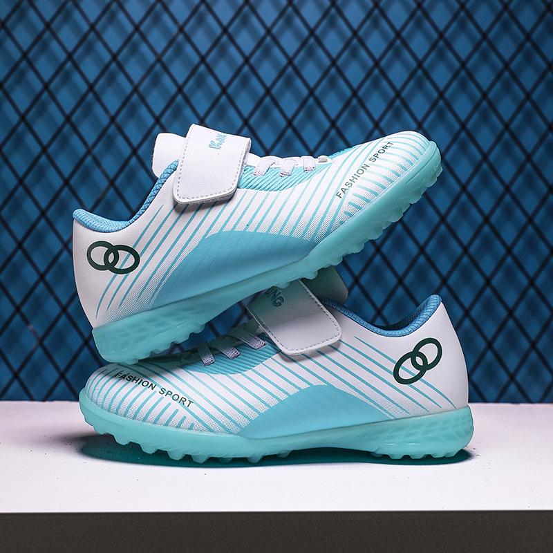 New Korean Version Leather Medium and Large Children's Light Football Shoes Boys Soft Sports Shoes Training Shoes Children's Football Shoes
