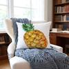 Pineappleillustration Cushion Cover Anti-Dust Mite Short Plush Pillowcase - Invisible Zipper Silky Soft Sofa Cushion Cover