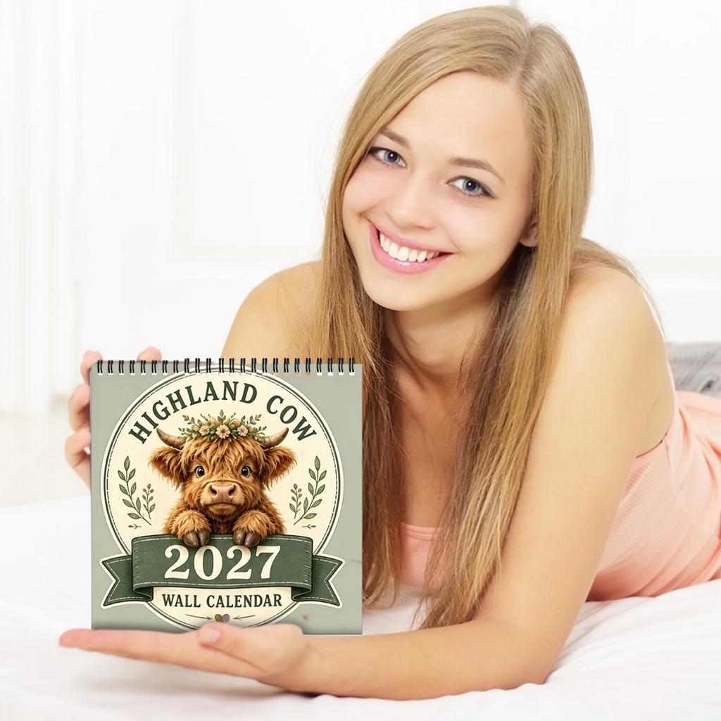 2027 Kuh Wandkalender, 12-Monats-Hängekalender für Wohnkultur