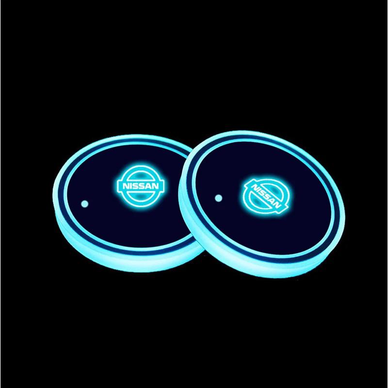 Car LED Water Cup Mat Drink Holder For Nissan Nismo Qashqai Juke X-Trail Patrol Note Leaf Altima Maxima Micra Murano Rogue Teana AGKLN1