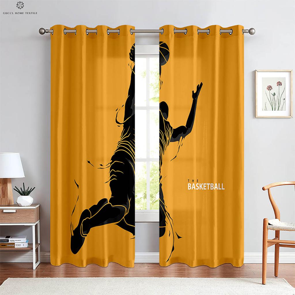 Cool Basketball 3d Printed Drapes Suitable Great for Kids Bedroom Living Area Cooking Space Bedroom Decorative Curtains 2 Pieces