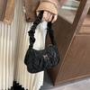 Lightweight Bow Square Shoulder Bags for Women Korean Style Ladies Underarm Bag Simple Female Pleated Drawstring Handbags Purse