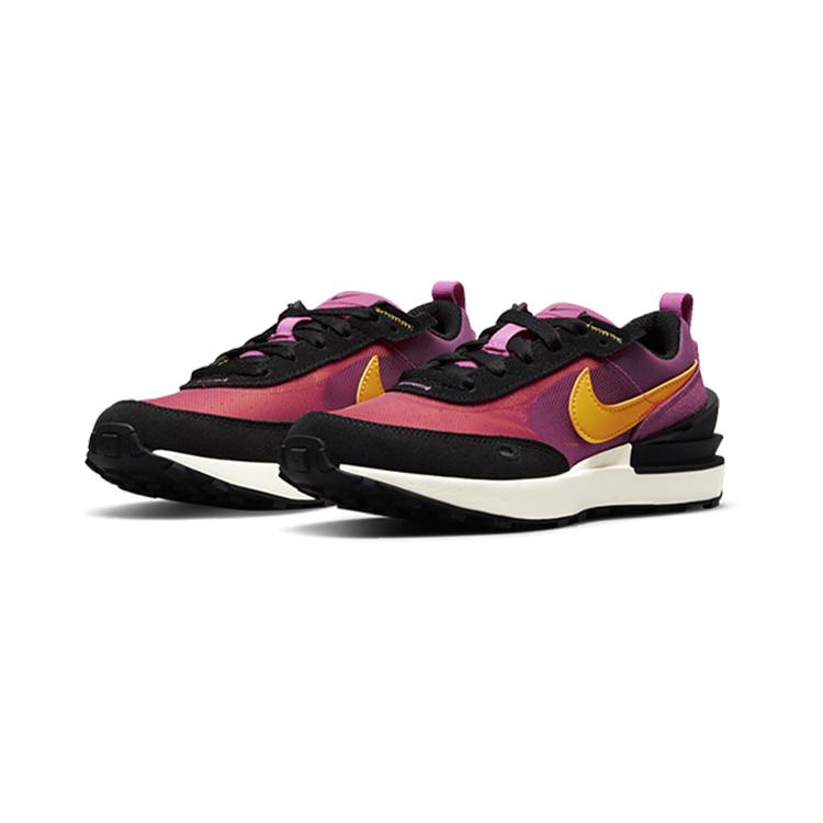 Nike Waffle One 'Active Fuchsia' Ammortizzazione Traspirante Basse Casual Scarpe Nero Viola Oro Bambini' DC0480-600
