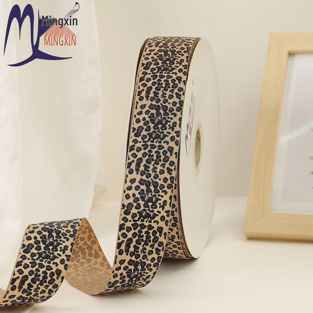 European & American Trend Leopard Print Letter Polyester Ribbed Edge Ribbon - Colorful Clothing & Home Textile Ribbon