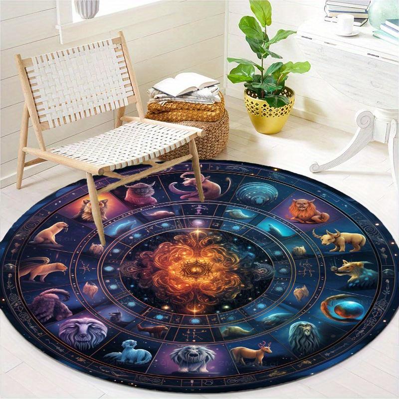S 12 Constellations Round Rug Nonslip Area Rug Office Chair Mat Carpet For Living Room Bedroom Home Decor