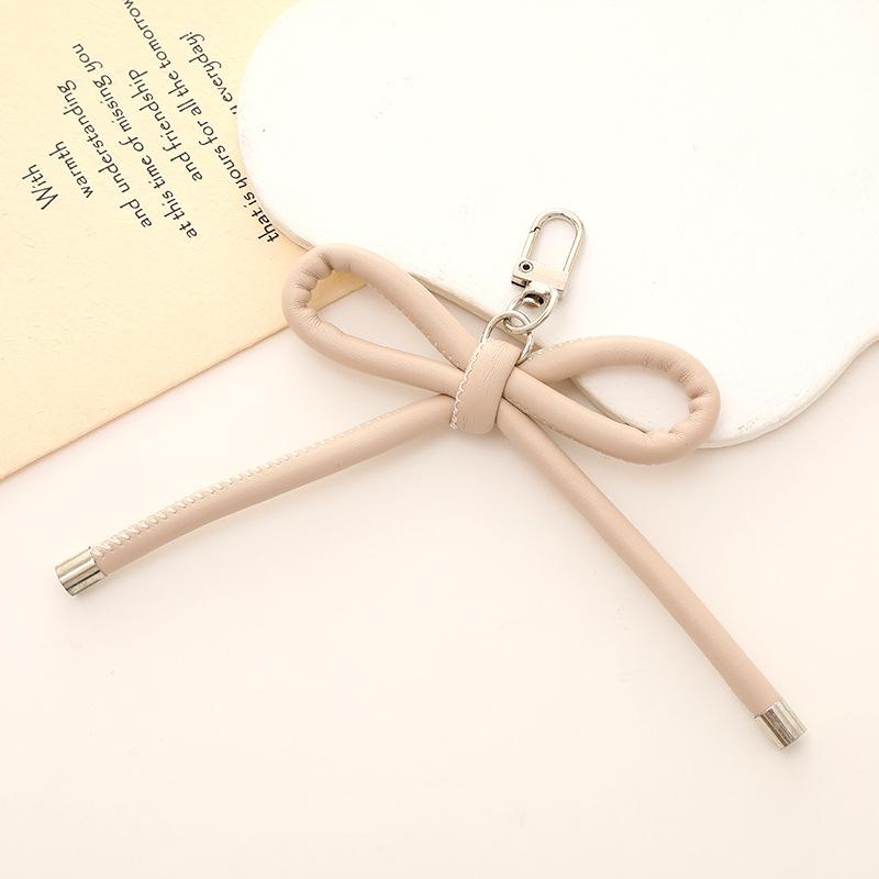 New Korean Fashion Vintage Leather Bow Keychain Charms Bag Pendant Mobile Phone Pendant Accessories Y2K Jewelry Keychain