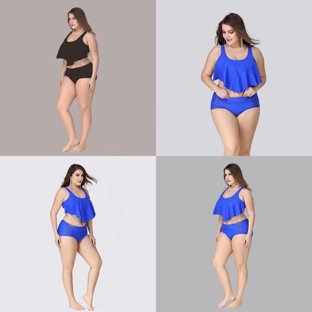Calofe Sexy Ruffle Bikini Set Large Size For Chubby High Waist Women With Luxurious Fit