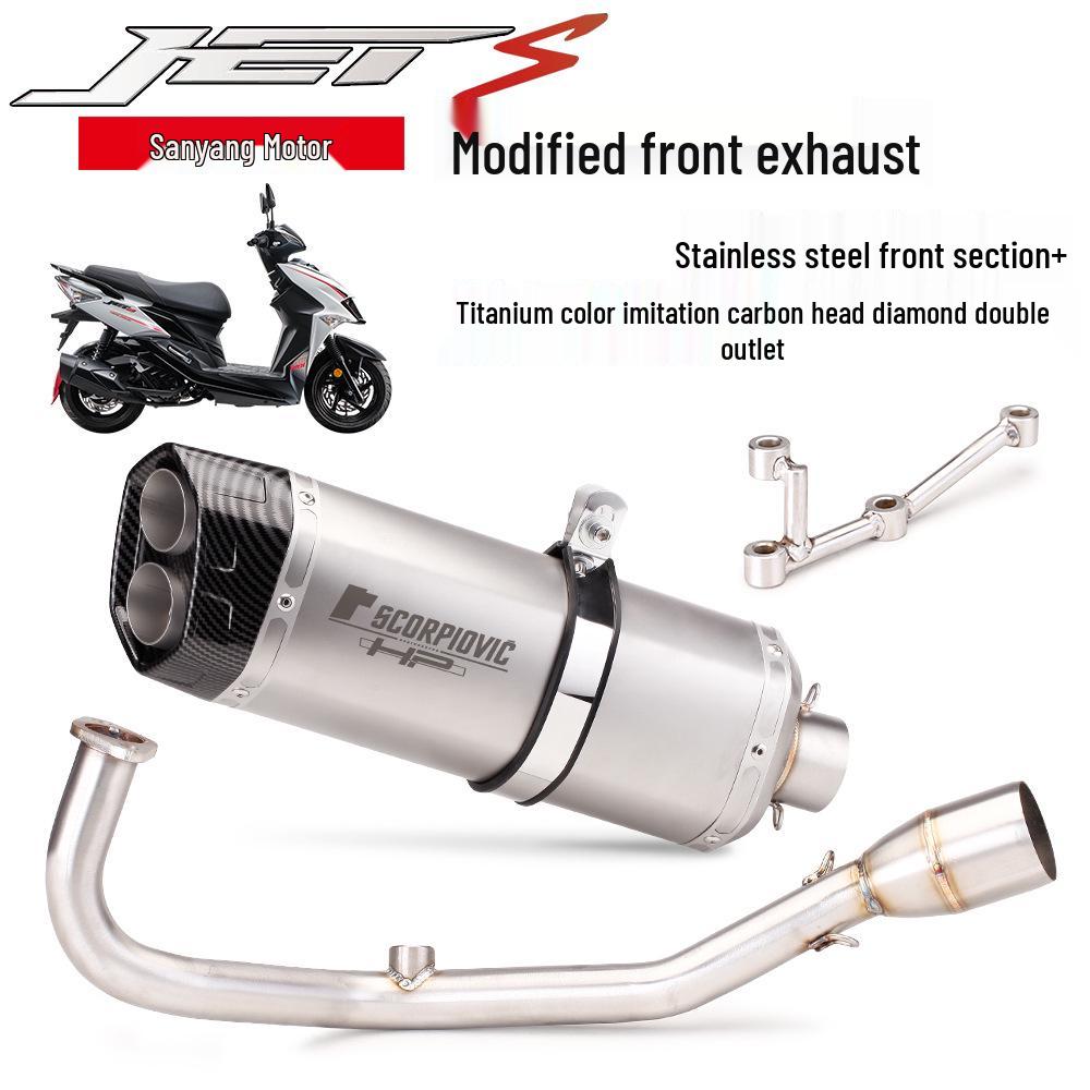 SYM JETS 125 Stainless Steel R77 Exhaust Pipe: Non-destructive Direct Fit Modification