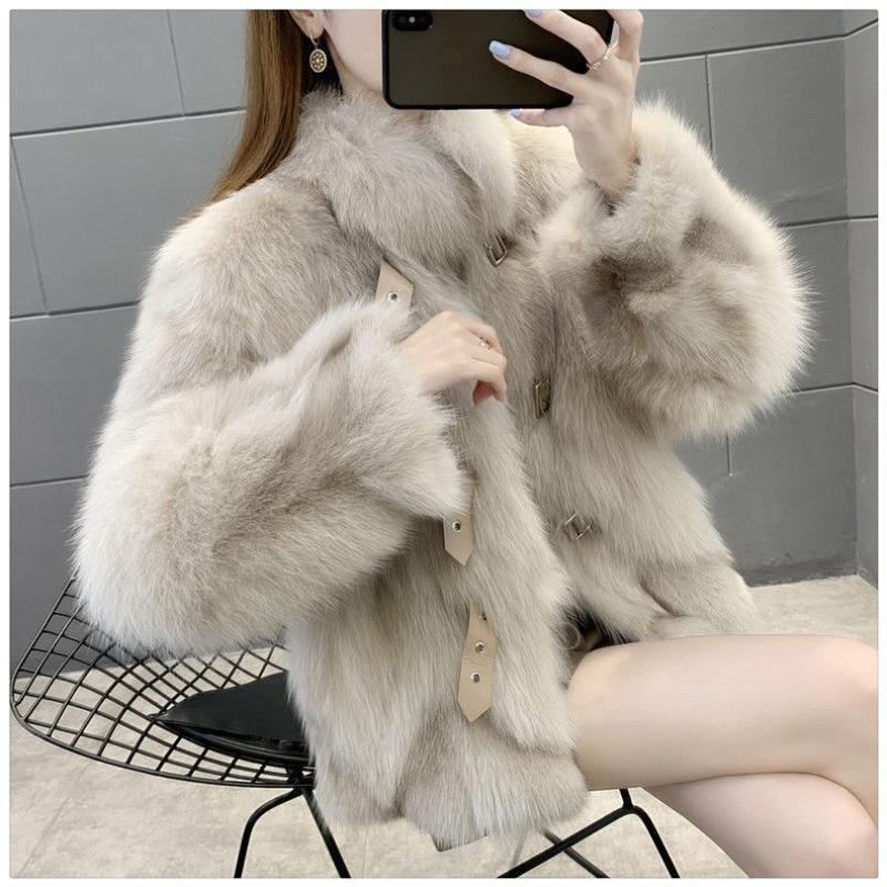 

Имитация лисьего меха легкий искусственный мех новая женская короткая шерстяная куртка зимняя 2XL 130-72.5kg