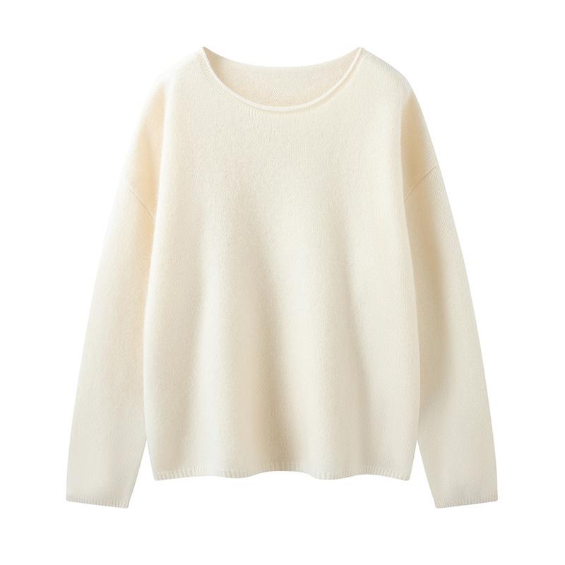 One-Word Neck Sweater Niche Fashion Simple Versatile Design Sense Lazy Wind Pullover Loose Large Version Cashmere Sweater Women