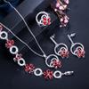Simple Flower Zircon Set Earrings Pendant Ring Bracelet Four-Piece Set