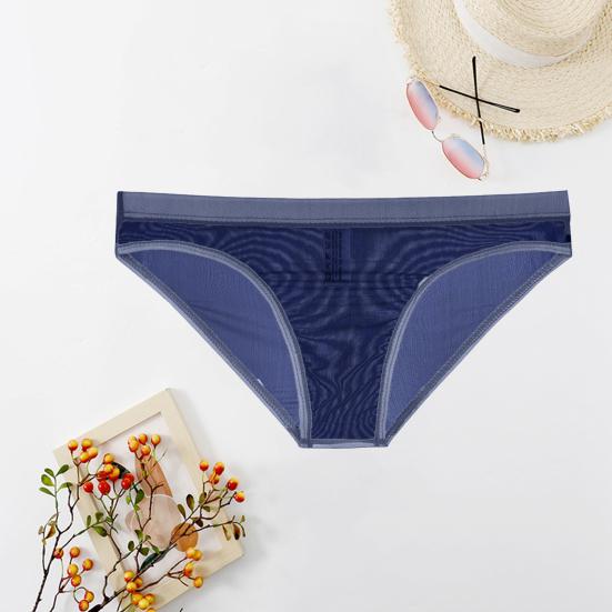 Men Underpants Breathable Mesh See Through No Bulge Pouch Low Waist Close-fitting Thin Summer Cool Triangle Pants Men Clothing