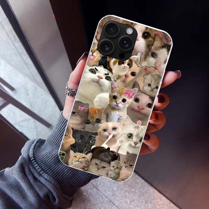 Crying Cat Memes Telefoonhoesje Voor iPhone 17 Air 16 15 Pro Max 14 Plus 13 Mini 12 11 Cover 7 8 SE Siliconen Hoesje Print Fundas 17 Ai