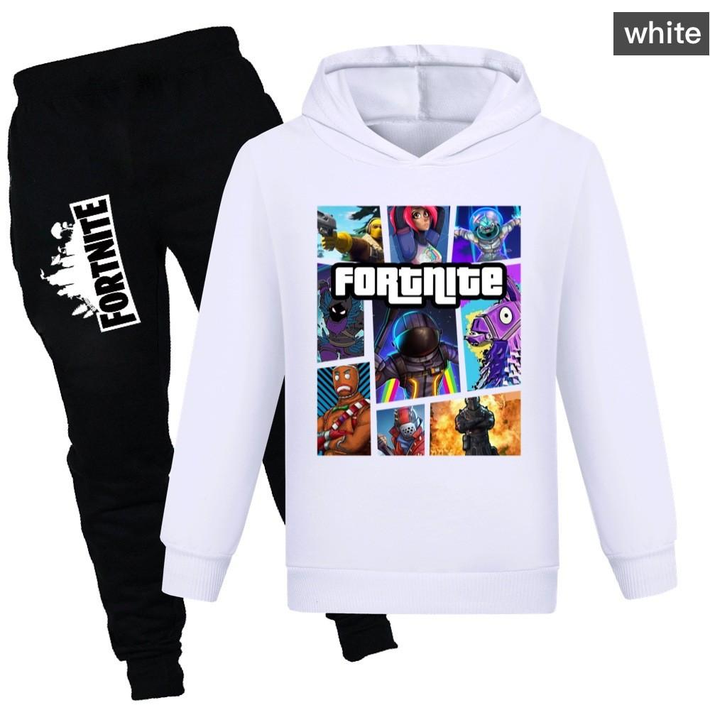 Conjunto de Suéter y Pantalones de Dibujos Animados con Estampado de Fortnite para Niños Hecho de Tejido de Algodón Suave para Niños de Secundaria