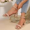 Summer New Style One Belt Female Sandals Versatile Thick Heel Fairy Style Low Heel Women's Shoes Luxury Sandals Women Designers