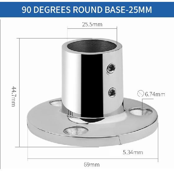 Alastin 30/45/60/90 Degrees 25mm Mount Pipe Stanchion 316 Stainless Steel Boat Handrail Fittings Stanchion Round Base