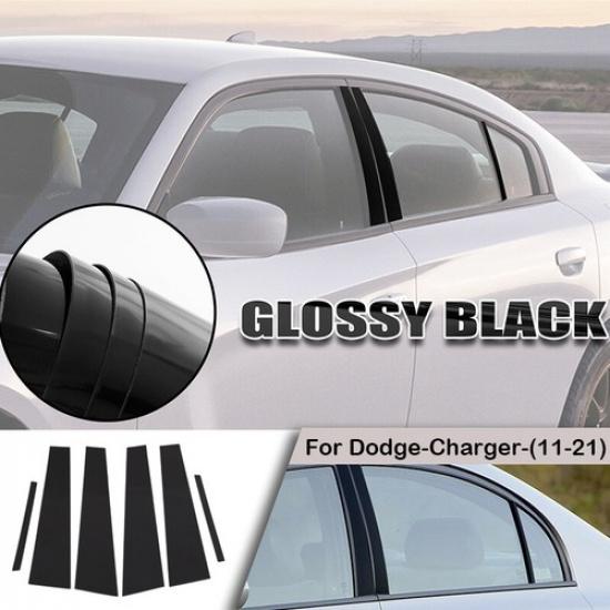 6x For Dodge Charger 2011-2021 Window Pillar Posts Glossy Black Trim Covers Set