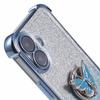 For iPhone 16 Case Butterfly Kickstand Glitter TPU Shockproof Phone Cover - Blue