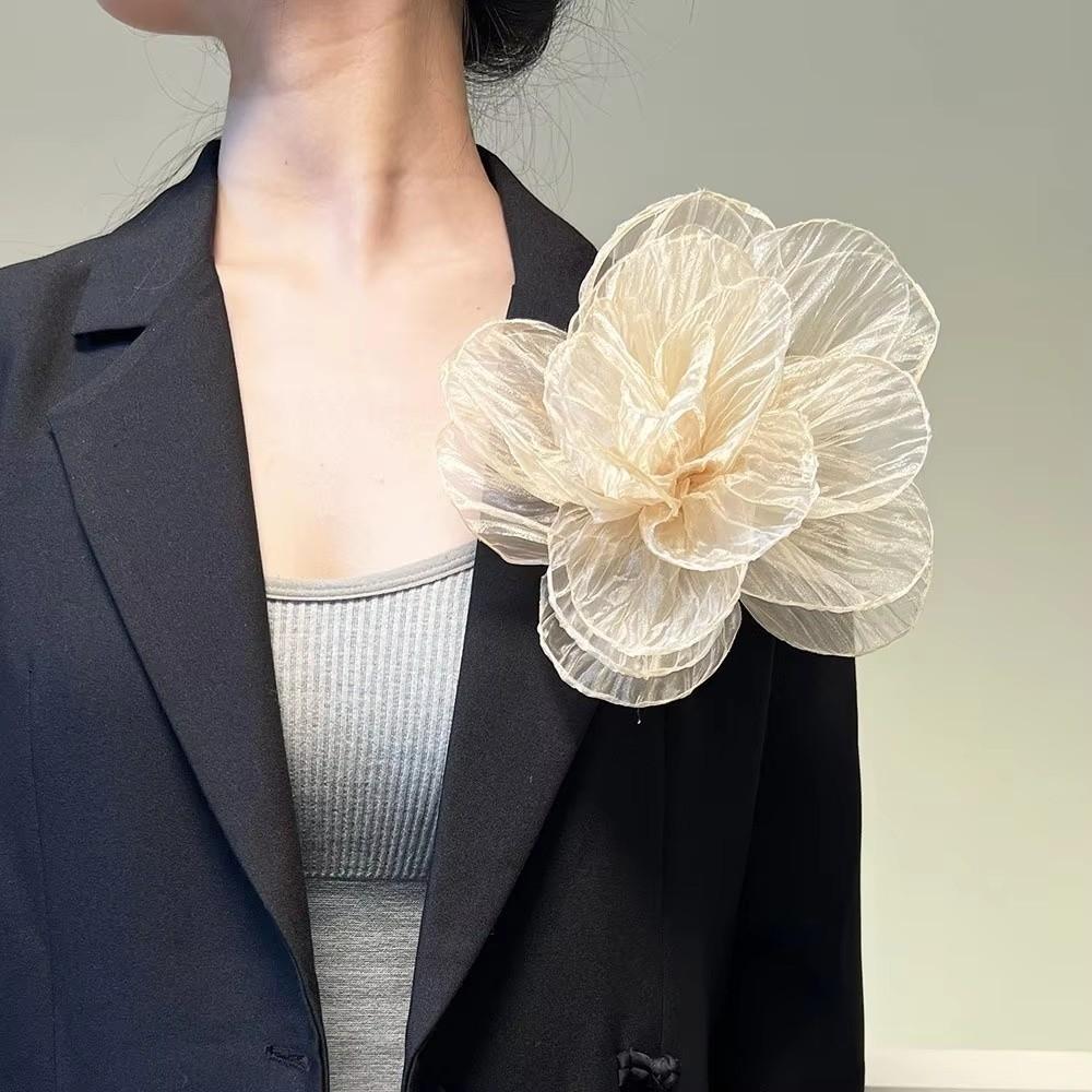 Fairy Style Oversized Yarn Flower 20cm Flower Corsage Elegant Dress Pin Women