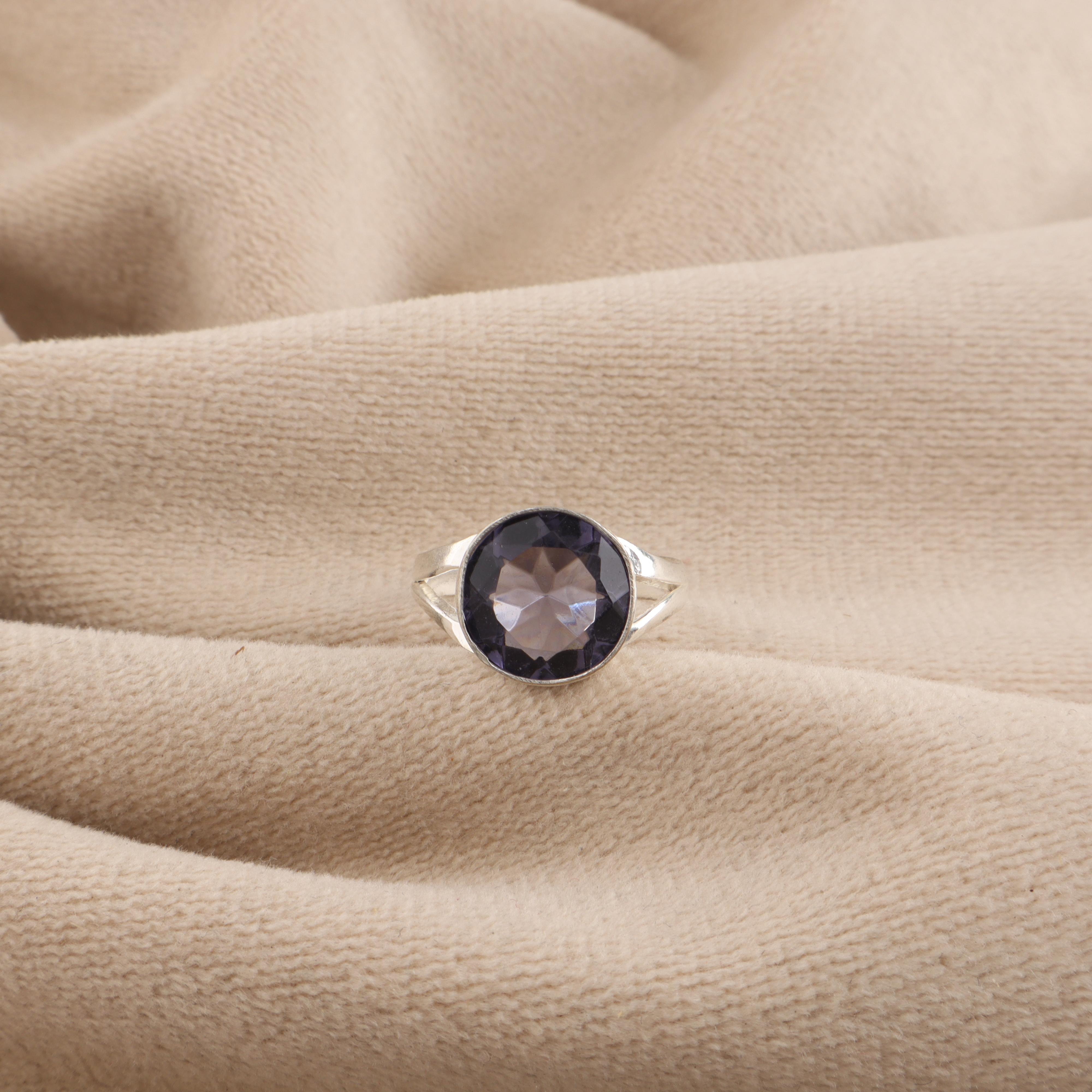 

Iolite Gemstone Silver Ring, 925 Sterling Silver, Handmade Iolite Jewelry, Elegant Silver Women Ring, September Birthstone Gift RR-83-9 13