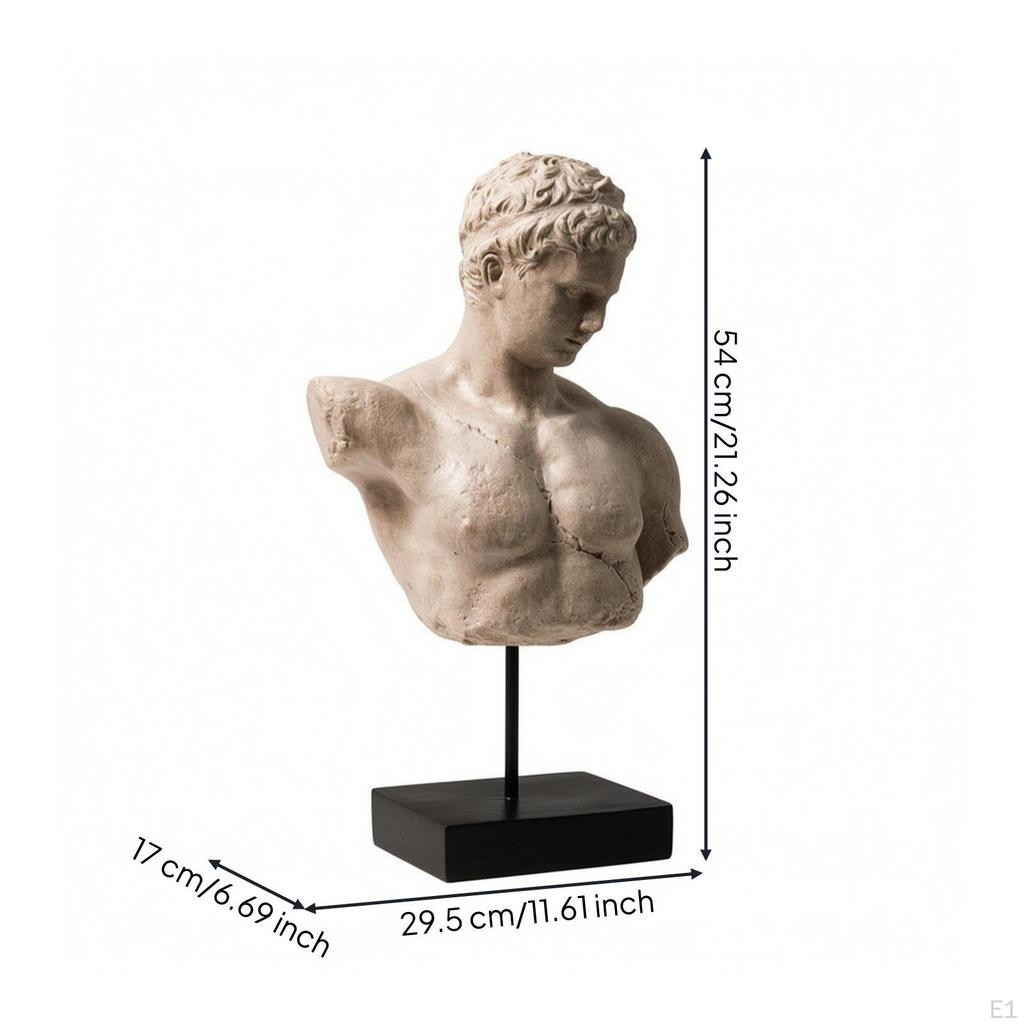 Bust On Stand Antique-Style Sculpture with Metal Resin for Shelf Display