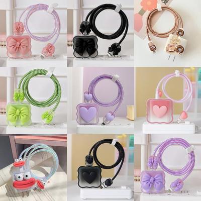 Applicabile a cavo dati Apple, custodia protettiva, caricabatterie 18-20W, anti-rottura, avvolgicavo, simpatico fiore, animale, stile INS avanzato