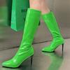 Sexy Knee High Boots For Women Pointed Toe Fetish Party Shoes Thin Heels Knee Boots Green Black White Winter Shoes Large Size 45