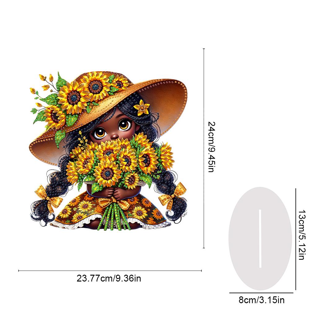 Acrylic Special Shape Sunflower Girl Diamond Painting Tabletop Ornaments Kit Diamond Painting Desktop Decors Bedroom Table Decor