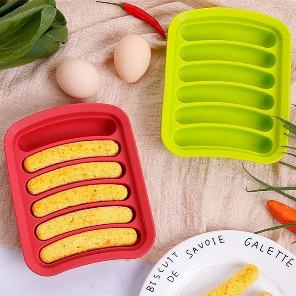 1Pcs Silicone Sausage Mold 6-cavity Homemade Ice Loaf Candy Chocolate Tray Mold DIY Hot Dog Egg Sausage Baking Mold with Lid