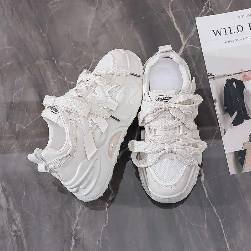 Fashion Thick Sole Anti Slip Shoes Size 33 Woman Basketball Black Spring Women's New Sneakers Sports Portable Latest Super Brand