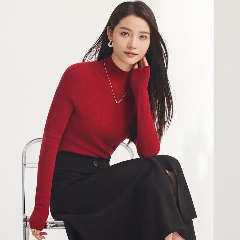 

FAPAI Women s 100% Lambswool Slim Fit Semi-High Neck Sweater S